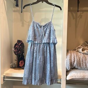 Blue lace mini dress with adjustable straps